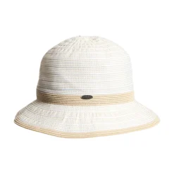 Clairine - Ribbon with Straw Band Cloche Hat
